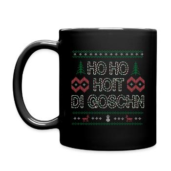 HO HO HOIT DI GOSCHN UGLY XMAS Weihnachtsgeschenk - Tasse einfarbig - Schwarz - Links