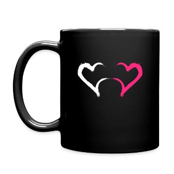 Herz in Rosa und Weiß - Tasse einfarbig - Schwarz - Links
