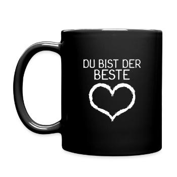 Du bist der Beste Herz Geschenk - Tasse einfarbig - Schwarz - Links