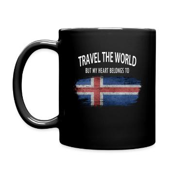 Reisen durch die Welt ->Island - Tasse einfarbig - Schwarz - Links