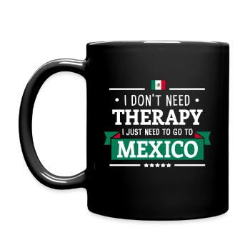 MEXICO THERAPY MEXICAN FLAG TRAVEL GIFT - Full Colour Mug - black - Left