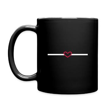 Linie Herz Herzchen Strich Ornament - Tasse einfarbig - Schwarz - Links