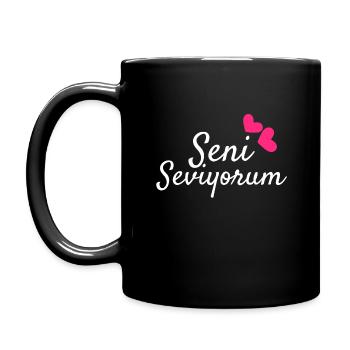 Seni Seviyorum Turkish Gift Idea - Full Colour Mug - black - Left