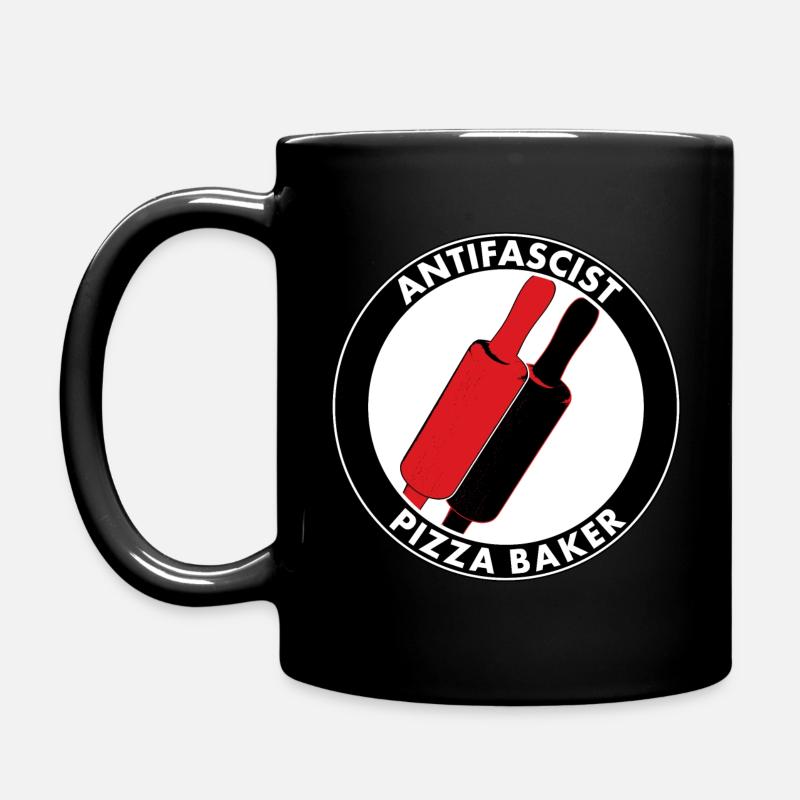 antifascist pizza baker - Tasse einfarbig - Schwarz