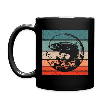 Fishing Retro Style Vintage - Full Colour Mug - black - Left