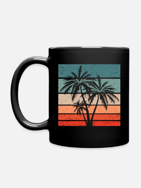 Palmen Retro Style Vintage - Tasse einfarbig - Schwarz