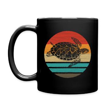 Sea turtle retro style vintage - Full Colour Mug - black - Left