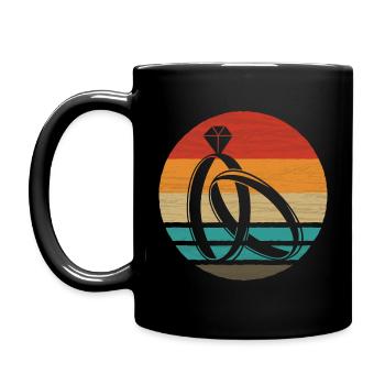 Wedding Rings Retro Style Vintage - Full Colour Mug - black - Left
