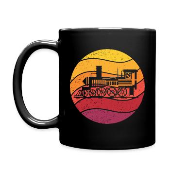 Lokomotive Retro Style Vintage - Tasse einfarbig - Schwarz - Links