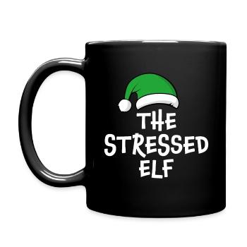 The Stressed Elf - Full Colour Mug - black - Left
