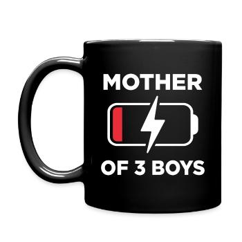 Mutter von 3 Jungen - Tasse einfarbig - Schwarz - Links