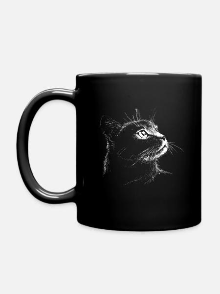 Portrait de chat (blanc) - Mug uni - noir
