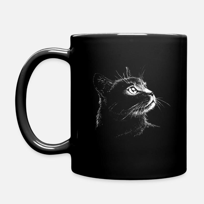 Portrait de chat (blanc) - Mug uni - noir