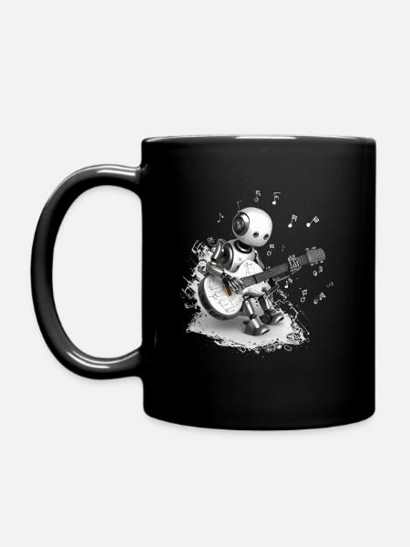 Gitarre spielender Roboter - Tasse einfarbig - Schwarz