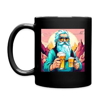 Friendly man has a good idea. Beer! - Full Colour Mug - black - Left