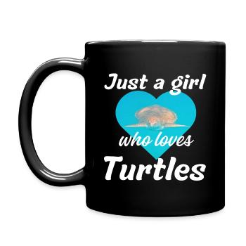 Just a girl who loves turtles - Tasse einfarbig - Schwarz - Links