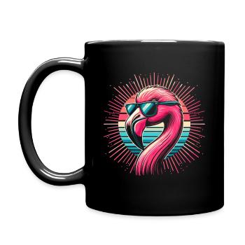 Flamingomode mit Brille - Tasse einfarbig - Schwarz - Links