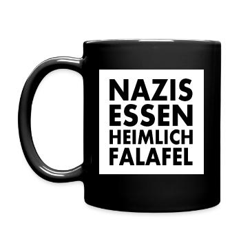 nazis essen heimlich falafel - Tasse einfarbig - Schwarz - Links