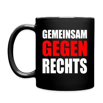 Gemeinsam gegen rechts - Tasse einfarbig - Schwarz - Links