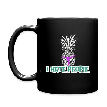 I hate People Ananas im Tanga | Party - Tasse einfarbig - Schwarz - Links