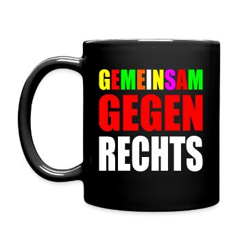 Gemeinsam gegen rechts - Tasse einfarbig - Schwarz - Links