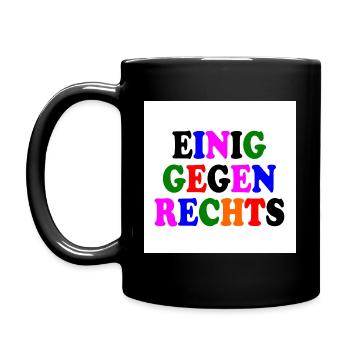 Einig gegen rechts - Tasse einfarbig - Schwarz - Links