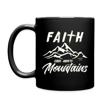 Faith can move Mountains, christliches Geschenk. - Tasse einfarbig - Schwarz - Links