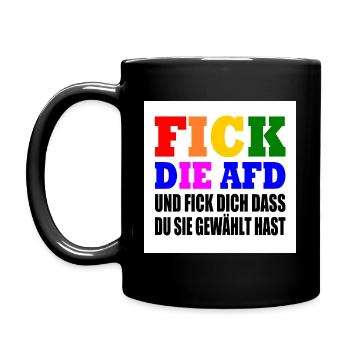 fick die afd und fick dich dass du sie gewählt has - Tasse einfarbig - Schwarz - Links