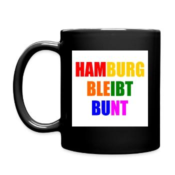 hamburg bleibt bunt - Tasse einfarbig - Schwarz - Links