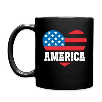America Flag Heart - Full Colour Mug - black - Left