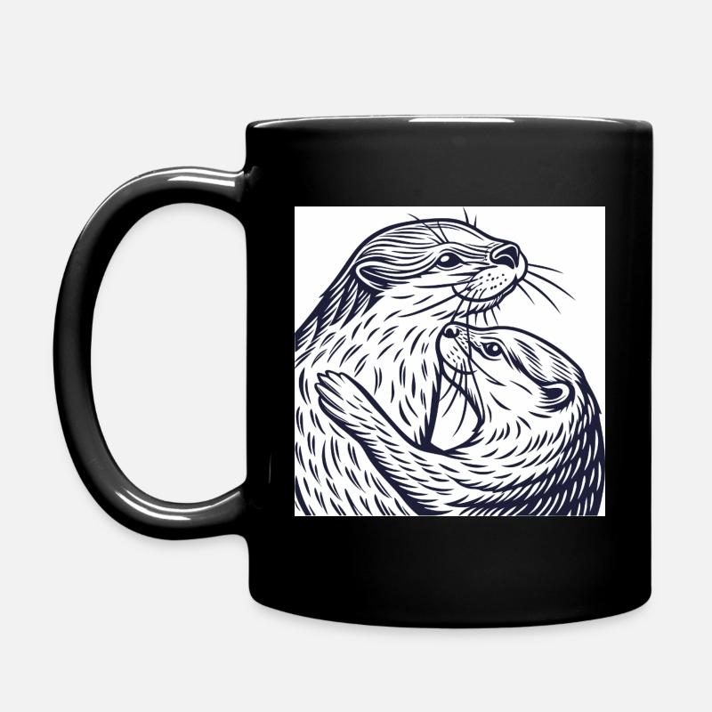 Loutres enlacées - Mug uni - noir