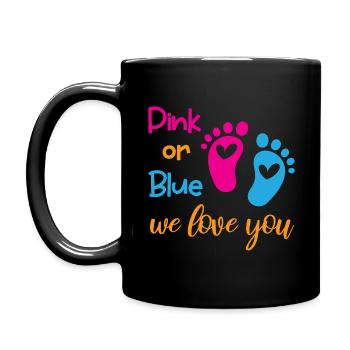 Rosa oder Blau, wir lieben dich Geschlecht Offenbarung Junge Mädchen - Tasse einfarbig - Schwarz - Links