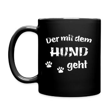 Der mit dem Hund geht - Used Look - Tasse einfarbig - Schwarz - Links