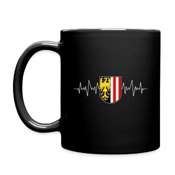 OBERÖSTERREICH - HERZSCHLAG - EKG - WAPPEN T-SHIRT - Tasse einfarbig - Schwarz - Links