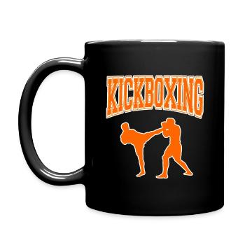 kickboxen shirt männer frauen kinder tshirt orange - Tasse einfarbig - Schwarz - Links