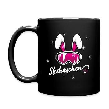 Skihase Skihäschen Ski sexy Frau Geschenk Hase Fun - Tasse einfarbig - Schwarz - Links