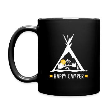 Happy camper camping best tent tent gift - Full Colour Mug - black - Left