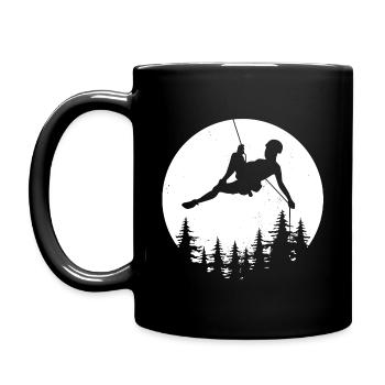 Mond Kletterer Klettern abseilen Geschenk Berge - Tasse einfarbig - Schwarz - Links