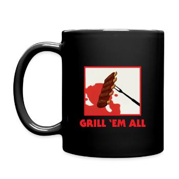 Grill 'em all - Grill barbecue party metal - Full Colour Mug - black - Left