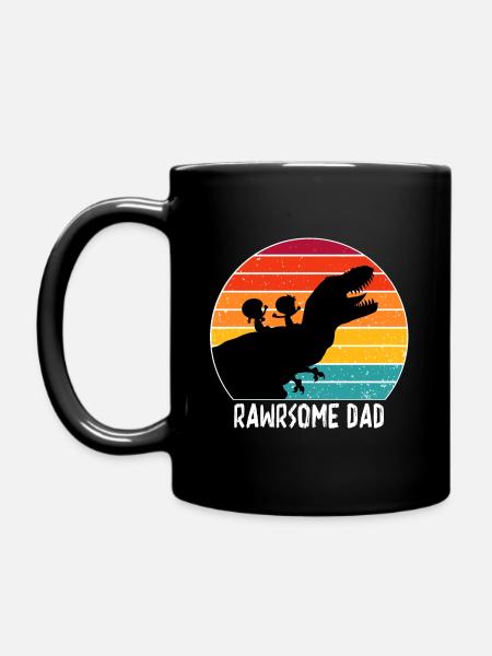 Rawrsome Dad funny dinosaur - Father's Day B01 - Full Colour Mug - black