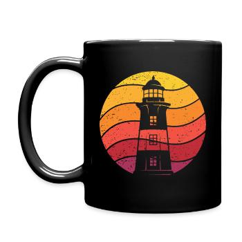 Leuchtturm Retro Style Vintage - Tasse einfarbig - Schwarz - Links