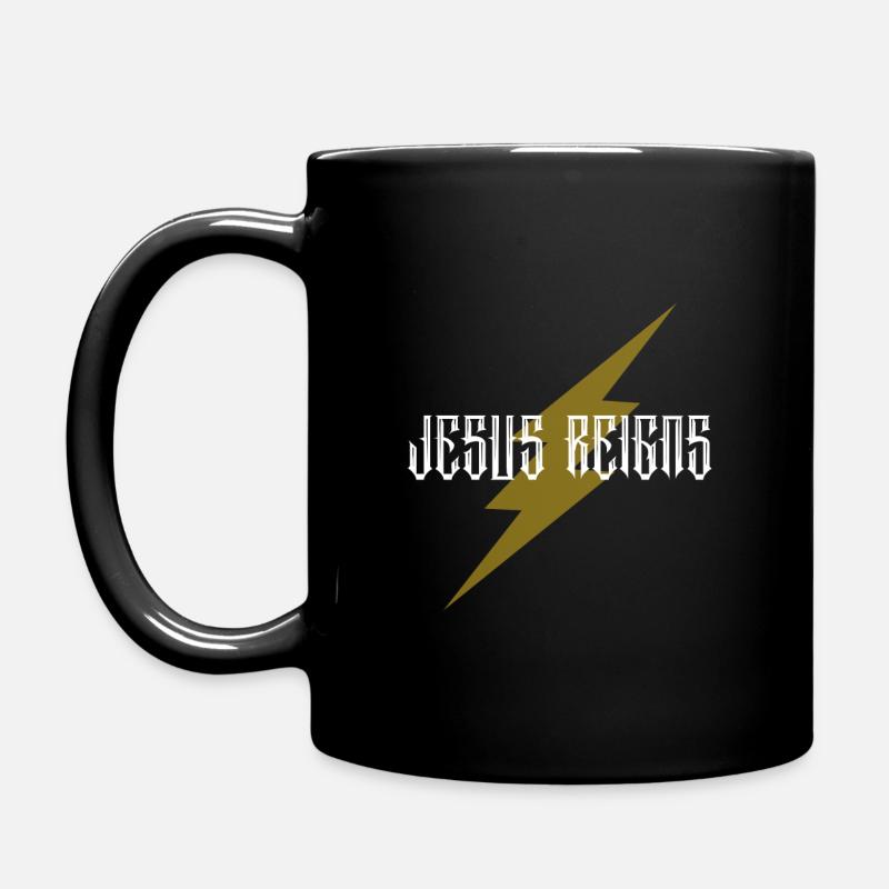 Jesus Reigns - Christian - Full Colour Mug - black