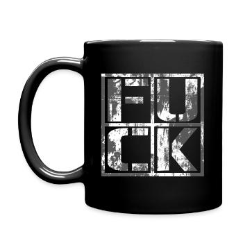FUCK - Grunge Logo - Full Colour Mug - black - Left