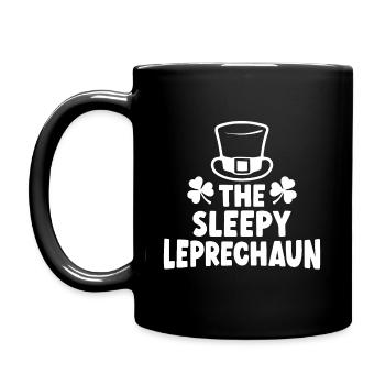 The Sleepy Leprechaun - Full Colour Mug - black - Left