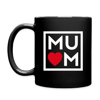 Mama Herz Platz - Tasse einfarbig - Schwarz - Links
