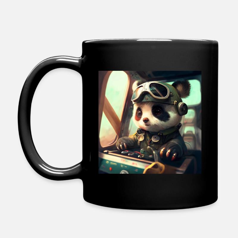 Süßer kleiner Panda als Pilot - Tasse einfarbig - Schwarz