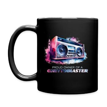 80er 90er Retro Ghettoblaster Vintage Audio Design - Tasse einfarbig - Schwarz - Links