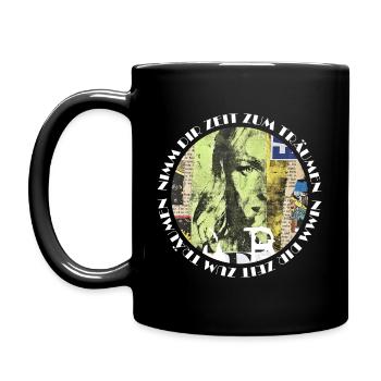 Zeit zum Träumen - rund Collage hell dezent - Tasse einfarbig - Schwarz - Links