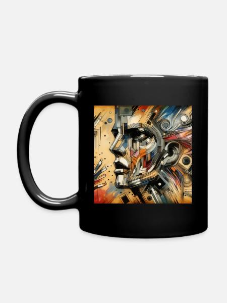 Robot Michealangelo Punk Art abstrait - Mug uni - noir