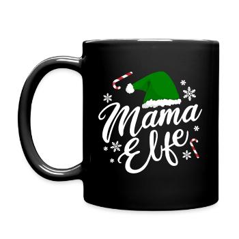 Mama Elfe Weihnachten Weihnachtselfe Elf Xmas Fun - Tasse einfarbig - Schwarz - Links